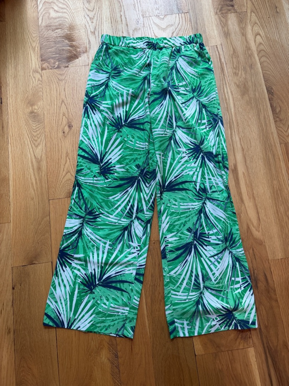 Daniel Cremieux Green Palm Print Wide Leg Pants